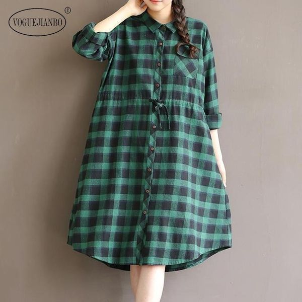 casual dresses 2021 spring women's loose large size long-sleeved cotton and linen green plaid dress ropa mujer sukienki vestido de fest, Black;gray
casual dresses 2021 spring women's loose large size long-sleeved cotton and linen green plaid dress ropa mujer sukienki vestido de fest, Black;gray