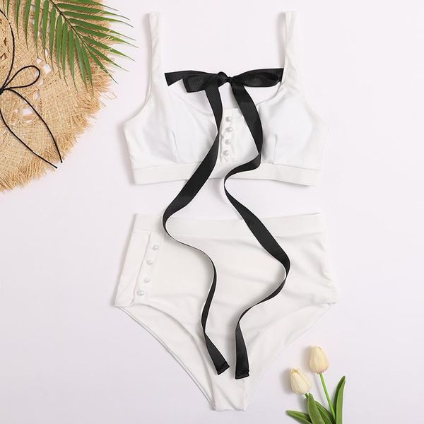 black white front lace up high waist swimsuit retro swimwear women biquini one-piece suits
black white front lace up high waist swimsuit retro swimwear women biquini one-piece suits