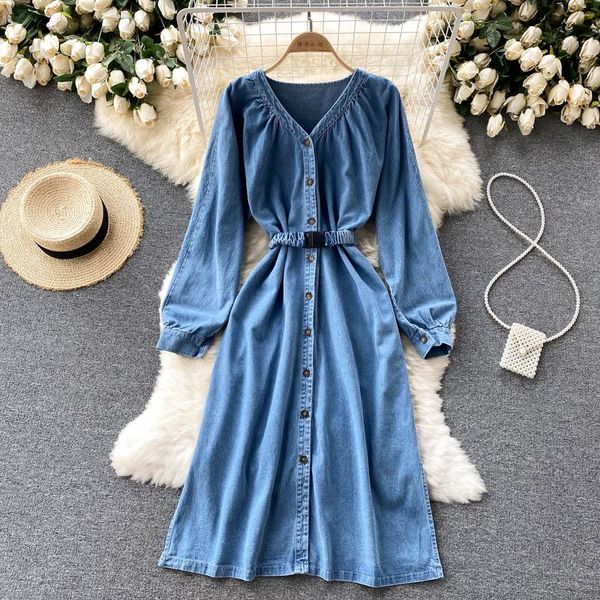 casual dresses singreiny women retro denim dress long sleeve v neck single breasted a-line autumn korean fashion streetwear midi, Black;gray
casual dresses singreiny women retro denim dress long sleeve v neck single breasted a-line autumn korean fashion streetwear midi, Black;gray