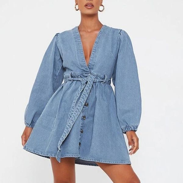 women's swimwear long sleeve denim women puff cardigan big swing mini dresses 2021 autumn winter belted elegant office ladies vestido, White;black
women's swimwear long sleeve denim women puff cardigan big swing mini dresses 2021 autumn winter belted elegant office ladies vestido, White;black