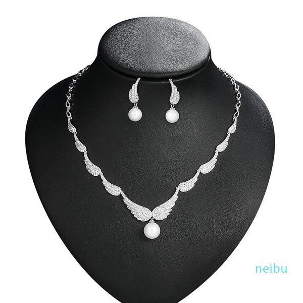 earrings & necklace arriva micro pave cubic zirconia and shell pearl angel wing earring wedding bridal jewelry set, Silver
earrings & necklace arriva micro pave cubic zirconia and shell pearl angel wing earring wedding bridal jewelry set, Silver