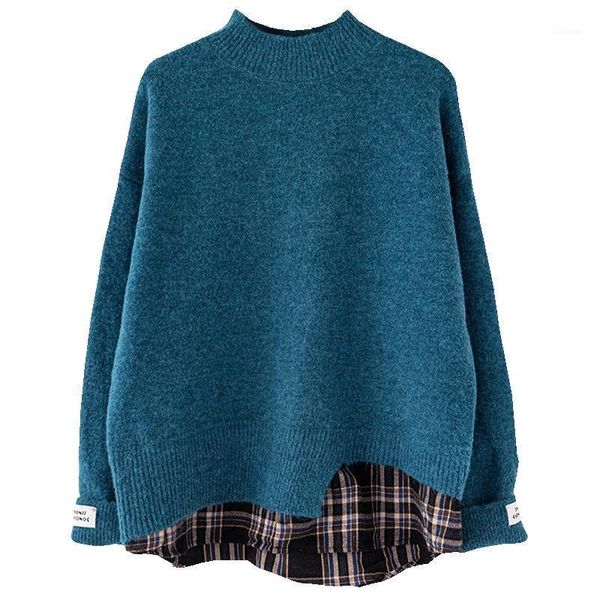 patchwork plaid hem knitted pullover loose big size long sleeve autumn winter korea fashion female sweater 2021 tide women's sweaters, White;black
patchwork plaid hem knitted pullover loose big size long sleeve autumn winter korea fashion female sweater 2021 tide women's sweaters, White;black