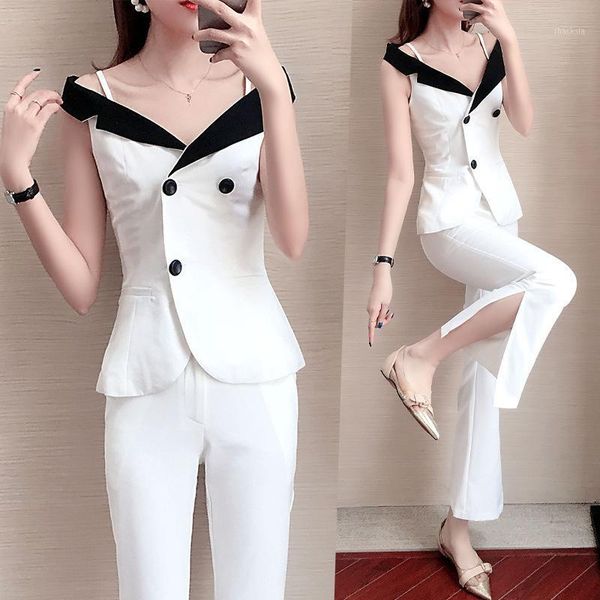 women's tracksuits suit 2021summer fashion sleeveless single button jacket wild casual wide leg pants two sets of clothing, Gray
women's tracksuits suit 2021summer fashion sleeveless single button jacket wild casual wide leg pants two sets of clothing, Gray