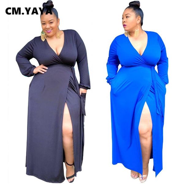 cm.yaya vintage plus size xl-4xl long sleeve v-neck women maxi dress club party high split sashes dresses casual, Black;gray
cm.yaya vintage plus size xl-4xl long sleeve v-neck women maxi dress club party high split sashes dresses casual, Black;gray