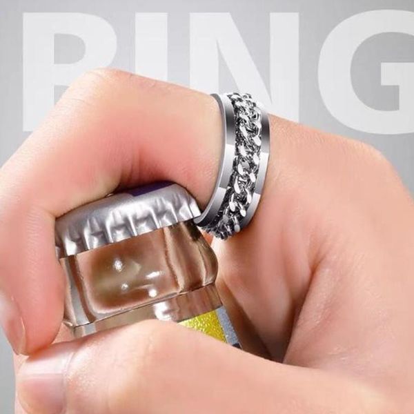 cluster rings vintage men's wine bottle ring titanium steel rotatable opener women and men stainless chain, Golden;silver
cluster rings vintage men's wine bottle ring titanium steel rotatable opener women and men stainless chain, Golden;silver