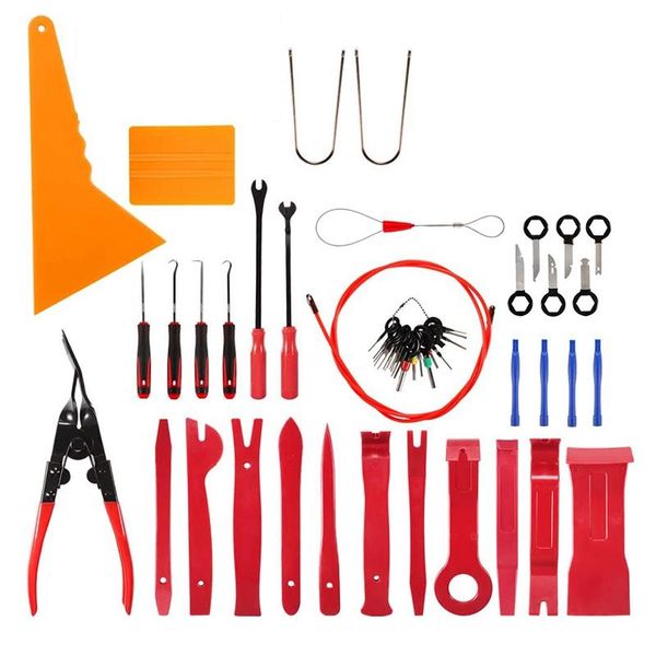 professional hand tool sets 52 pcs trim removal set car puller kit plastic pry tools for auto clip pliers fastener remover
professional hand tool sets 52 pcs trim removal set car puller kit plastic pry tools for auto clip pliers fastener remover