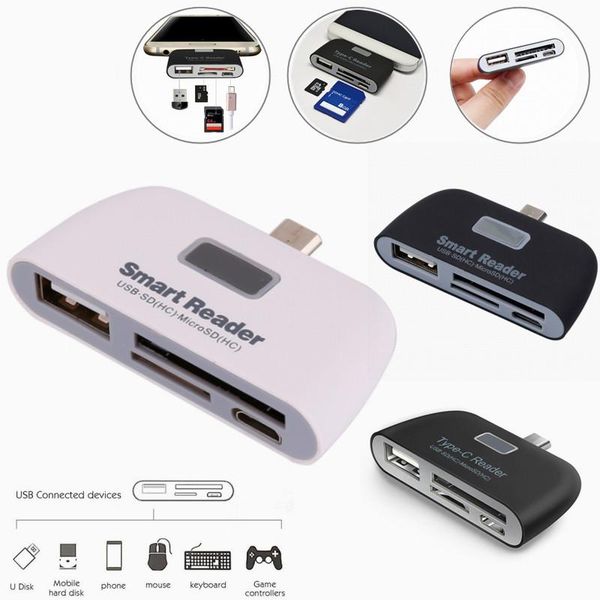 hubs 4 styles in 1 otg card reader type c /usb3.1 /sd/tf multifunctional smart adapter with charge port pc phone hub 
hubs 4 styles in 1 otg card reader type c /usb3.1 /sd/tf multifunctional smart adapter with charge port pc phone hub