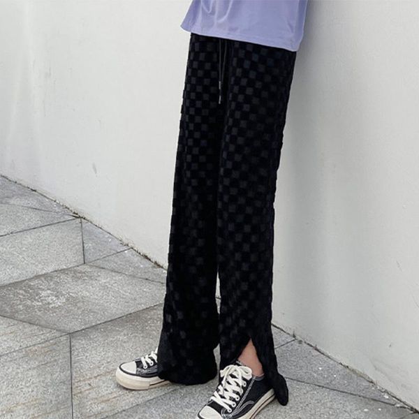 women's pants & capris split square plaid straight high waist drawstring fashion 2021 vintage all-match streetwear trousers, Black;white
women's pants & capris split square plaid straight high waist drawstring fashion 2021 vintage all-match streetwear trousers, Black;white
