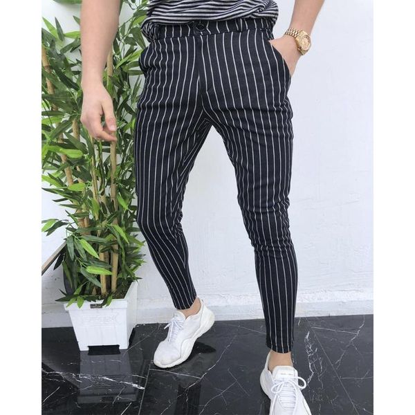 men's striped business pants formal slim fit casual office skinny trousers streetwear jogging male sweatpants p0108, Black
men's striped business pants formal slim fit casual office skinny trousers streetwear jogging male sweatpants p0108, Black