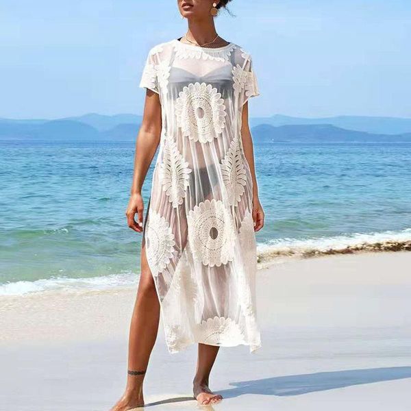 women's swimwear 2021 women bathing suit cover up lace bikini swimsuit dress summer hollow out beach long maxi split ladies loose, White;black
women's swimwear 2021 women bathing suit cover up lace bikini swimsuit dress summer hollow out beach long maxi split ladies loose, White;black