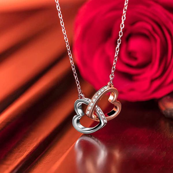 2021 mini s925 silver heart double ring necklace korean version simple pendant clavicle chain valentine's day gift
2021 mini s925 silver heart double ring necklace korean version simple pendant clavicle chain valentine's day gift