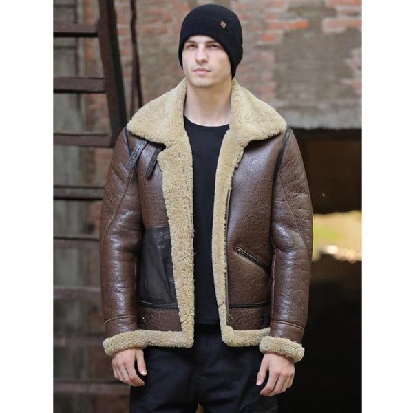 men's leather & faux 2021 mens b3 shearling jacket sheepskin coat fashion short fur winter coats, Black
men's leather & faux 2021 mens b3 shearling jacket sheepskin coat fashion short fur winter coats, Black