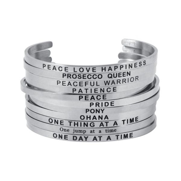 bangle gorgeous silver stainless steel bar positive inspirational quote for women men, Black
bangle gorgeous silver stainless steel bar positive inspirational quote for women men, Black