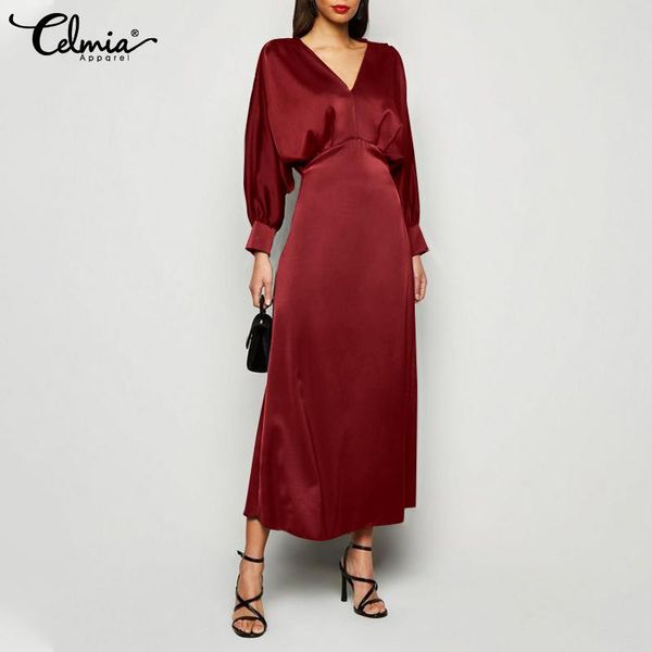 casual dresses women's bat sleeve midi dress 2021 autumn v neck satin vestidos celmia vintage solid waisted robes elegant party long, Black;gray
casual dresses women's bat sleeve midi dress 2021 autumn v neck satin vestidos celmia vintage solid waisted robes elegant party long, Black;gray
