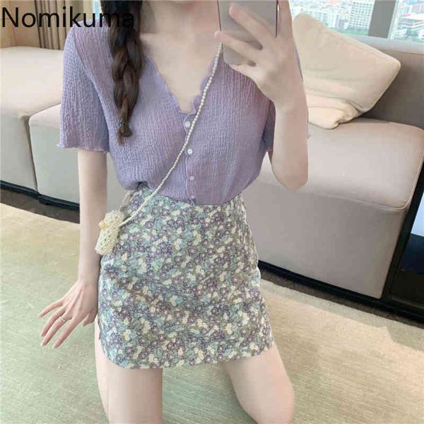 nomikuma women two piece set summer v neck short sleeve unicolor floral printed high waist mini skirts sweet suits 210514, White
nomikuma women two piece set summer v neck short sleeve unicolor floral printed high waist mini skirts sweet suits 210514, White