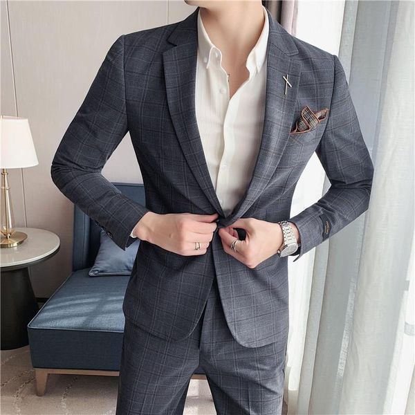 2021spring plaid men two piece suit slim fit business casual suits england style terno blazer masculino vintage formal men's & blazers, White;black
2021spring plaid men two piece suit slim fit business casual suits england style terno blazer masculino vintage formal men's & blazers, White;black