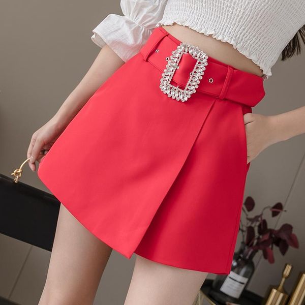 summer spring ladies womens fashion high waist rhinestone belt black white red shorts skirts , 2021 woman irregular women's, White;black
summer spring ladies womens fashion high waist rhinestone belt black white red shorts skirts , 2021 woman irregular women's, White;black