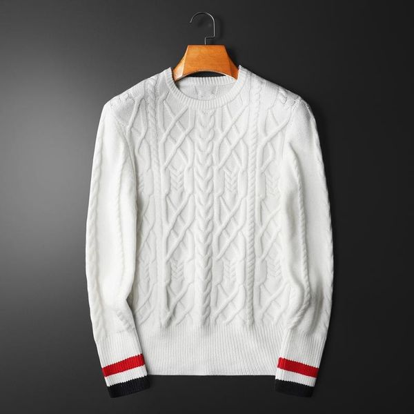 men's sweaters 2021 autumn winter mens luxury round collar knitted jacquard casual sweater male fashion slim pullover man, White;black
men's sweaters 2021 autumn winter mens luxury round collar knitted jacquard casual sweater male fashion slim pullover man, White;black