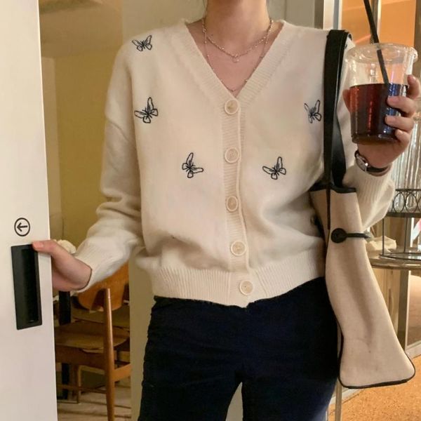 knits autumn knitted cardigans butterfly embroidered retro loose sweater women knit cute pull femme hu4f, White
knits autumn knitted cardigans butterfly embroidered retro loose sweater women knit cute pull femme hu4f, White