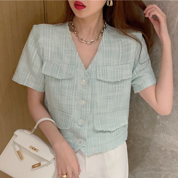 women's jackets 2021 summer fashion v-neck short sleeve coat women green single-breasted crop streetwear tweed jacket female o, Black;brown
women's jackets 2021 summer fashion v-neck short sleeve coat women green single-breasted crop streetwear tweed jacket female o, Black;brown