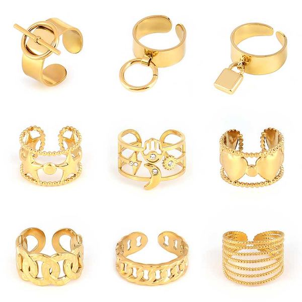 cluster rings chain ring stainless steel for women punk round geometric open finger gold wide charm jewelry, Golden;silver
cluster rings chain ring stainless steel for women punk round geometric open finger gold wide charm jewelry, Golden;silver