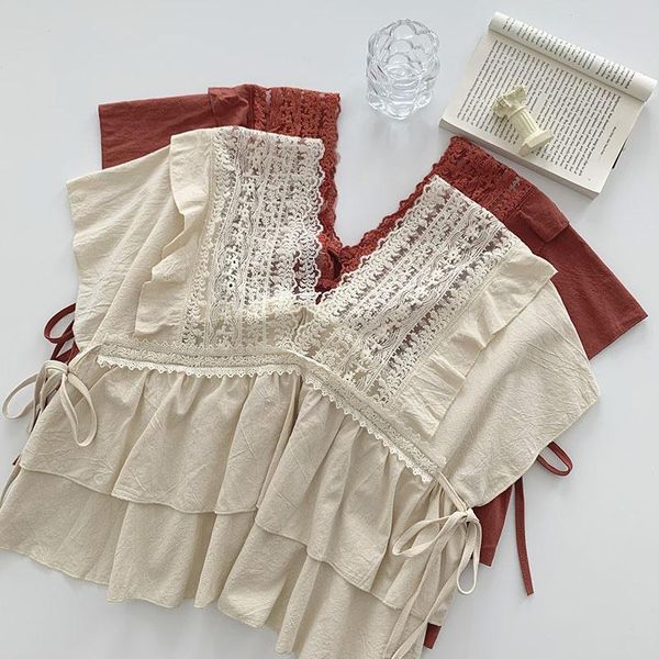 women's blouses & shirts summer korean style shirt women vintage v-neck ruffle short sleeve drawstring apricot red femme fashion blouse, White
women's blouses & shirts summer korean style shirt women vintage v-neck ruffle short sleeve drawstring apricot red femme fashion blouse, White