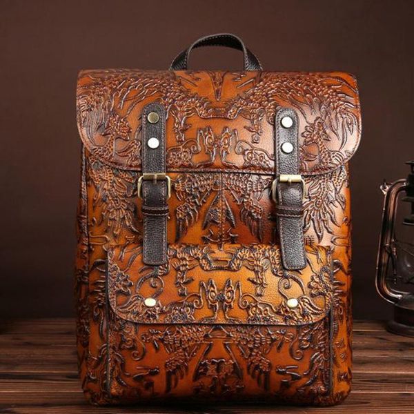 backpack brown color travelling backpacks luxury vintage embossing floral genuine leather women/men bag
backpack brown color travelling backpacks luxury vintage embossing floral genuine leather women/men bag