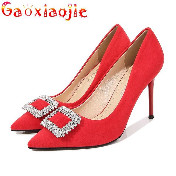 dress shoes gaoxiaojie women rectangular decorative buckle pointed toe pumps fashion flock leather black party high heel big size 43
dress shoes gaoxiaojie women rectangular decorative buckle pointed toe pumps fashion flock leather black party high heel big size 43