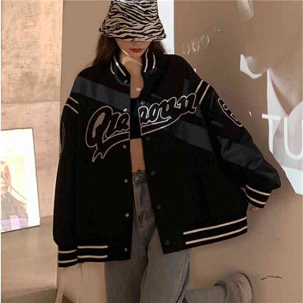 women's jackets retro embroidery baseball uniform clothes hip hop loose women outerwear fashion oversized lu9h, Black;brown
women's jackets retro embroidery baseball uniform clothes hip hop loose women outerwear fashion oversized lu9h, Black;brown