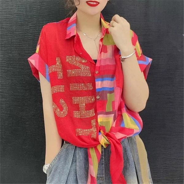 women's blouses & shirts 2021 summer fashion loose print color matching diamond letters short-sleeved shirt trendy h024, White
women's blouses & shirts 2021 summer fashion loose print color matching diamond letters short-sleeved shirt trendy h024, White