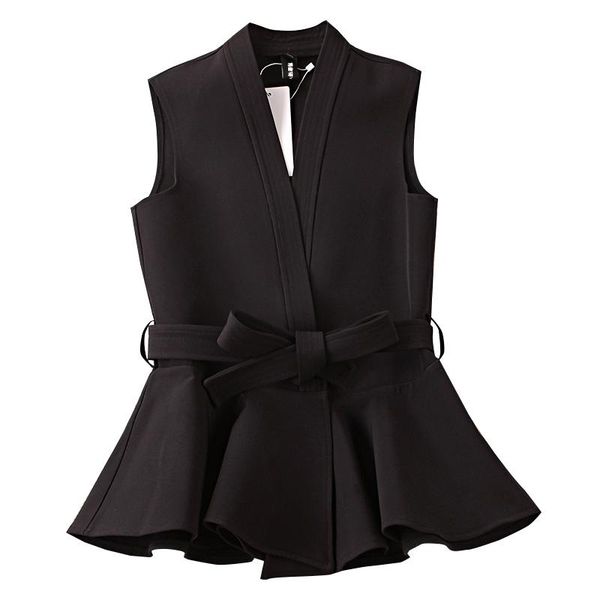 women's vests 2021 fashion bow women vest coat lace up black waistcoat ruffles short outwear female ol elegant sleeveless jacket sf848, Black;white
women's vests 2021 fashion bow women vest coat lace up black waistcoat ruffles short outwear female ol elegant sleeveless jacket sf848, Black;white