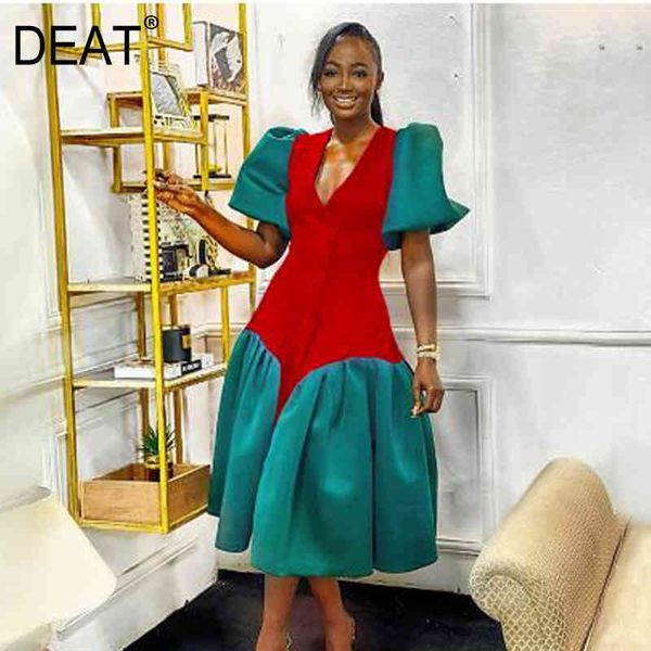 women red big size patchwork knee length dress v- neck lantern sleeve loose fit fashion spring and summer 3d1728 210421, Black;gray
women red big size patchwork knee length dress v- neck lantern sleeve loose fit fashion spring and summer 3d1728 210421, Black;gray