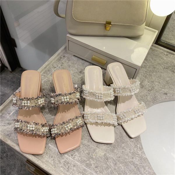 slippers 2021 summer women pearl fringe female fashion square toe high heels shoes ladies casual outside slides, Black
slippers 2021 summer women pearl fringe female fashion square toe high heels shoes ladies casual outside slides, Black