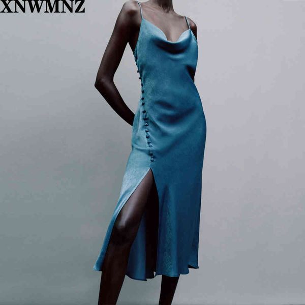 xnwmnz za women fashion satin camisole dress vintage bodycon party dresses female chic thin straps side vent long dress, Black;red
xnwmnz za women fashion satin camisole dress vintage bodycon party dresses female chic thin straps side vent long dress, Black;red