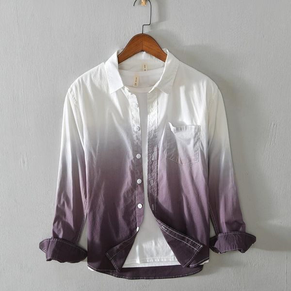 men's casual shirts men spring autumn gradient color cotton male japan style harajuku lapel long sleeve business slim fit wild, White;black
men's casual shirts men spring autumn gradient color cotton male japan style harajuku lapel long sleeve business slim fit wild, White;black