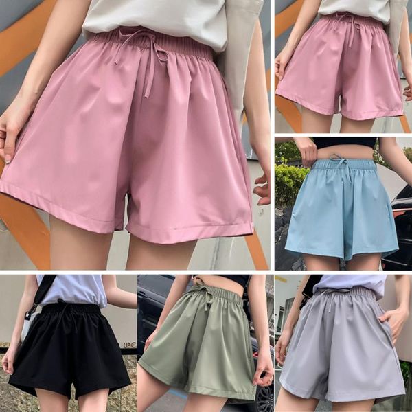 women's shorts summer sport comfy middle waist strapped wide leg loose short pants, White;black
women's shorts summer sport comfy middle waist strapped wide leg loose short pants, White;black