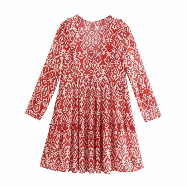 casual dresses women printed mini dress three quarter sleeves v-neck vintage female woman robe, Black;gray
casual dresses women printed mini dress three quarter sleeves v-neck vintage female woman robe, Black;gray