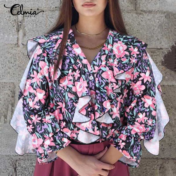 women's blouses & shirts blouses celmia fashion ruffled women floral printed long flare sleeve button spring elegant v-neck daily 1uo5, White
women's blouses & shirts blouses celmia fashion ruffled women floral printed long flare sleeve button spring elegant v-neck daily 1uo5, White