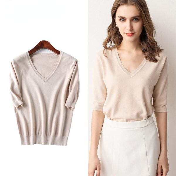 women's sweaters fashion sweater half sleeve knitted 2021 summer exquisite and elegant v-neck large size pullover, White;black
women's sweaters fashion sweater half sleeve knitted 2021 summer exquisite and elegant v-neck large size pullover, White;black