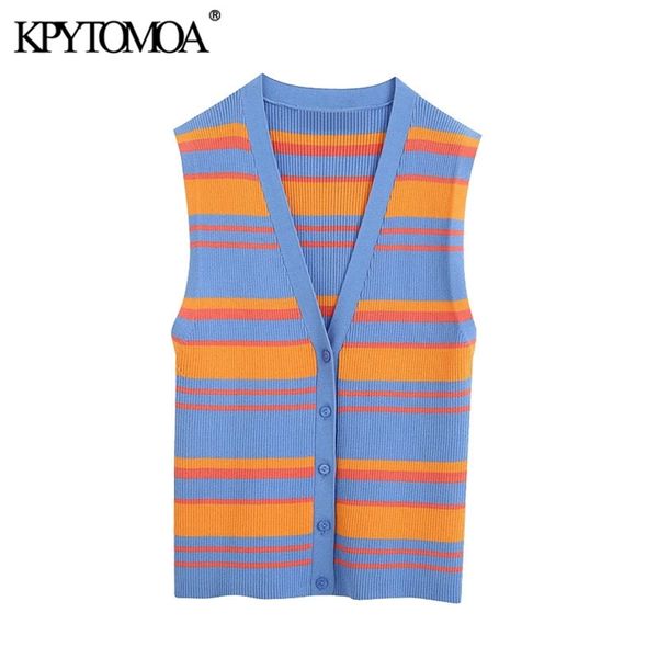women fashion single breasted striped knitted vest sweater vintage v neck sleeveless female waistcoat chic 210420, Black;white
women fashion single breasted striped knitted vest sweater vintage v neck sleeveless female waistcoat chic 210420, Black;white