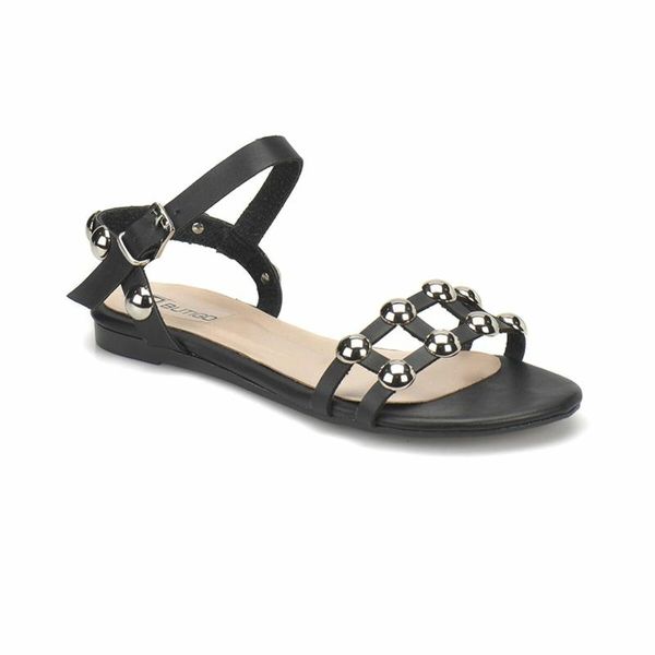 18s-262 silver women shoes butigo sandals, Black