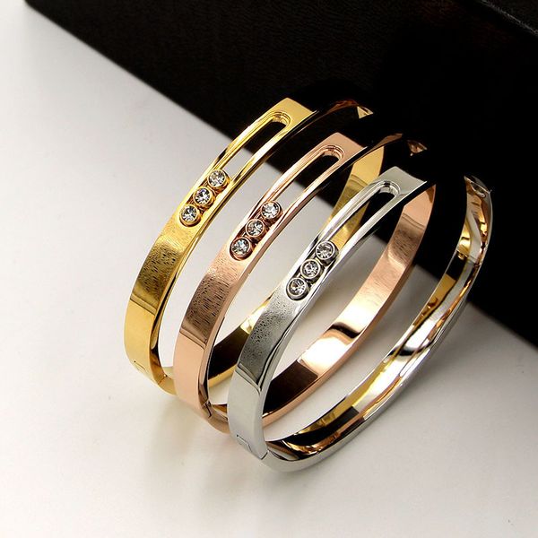h5-109 titanium steel jewelry hollowed out square three sliding full diamond bracelet, Silver
h5-109 titanium steel jewelry hollowed out square three sliding full diamond bracelet, Silver