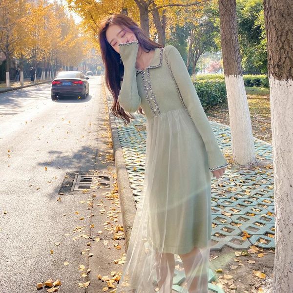 casual dresses 2021 elegant mesh patchwork high waist knitted dress women autumn temperament long sleeve midi sweater, Black;gray
casual dresses 2021 elegant mesh patchwork high waist knitted dress women autumn temperament long sleeve midi sweater, Black;gray