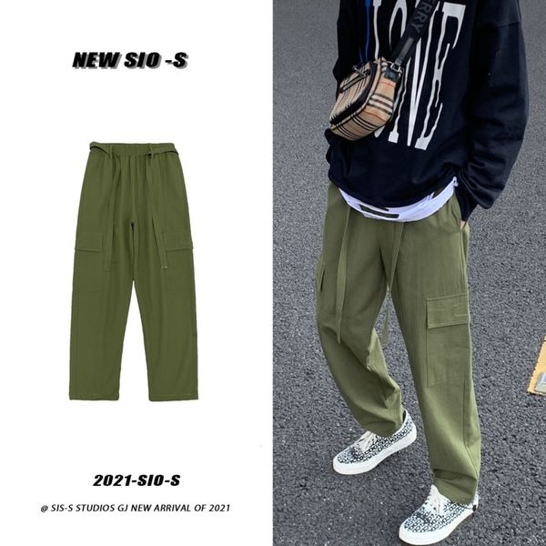 men's pants lace-up cargo korean fashion loose casual harajuku streetwear multi-pocket straight-leg trousers c4ya, Black
men's pants lace-up cargo korean fashion loose casual harajuku streetwear multi-pocket straight-leg trousers c4ya, Black