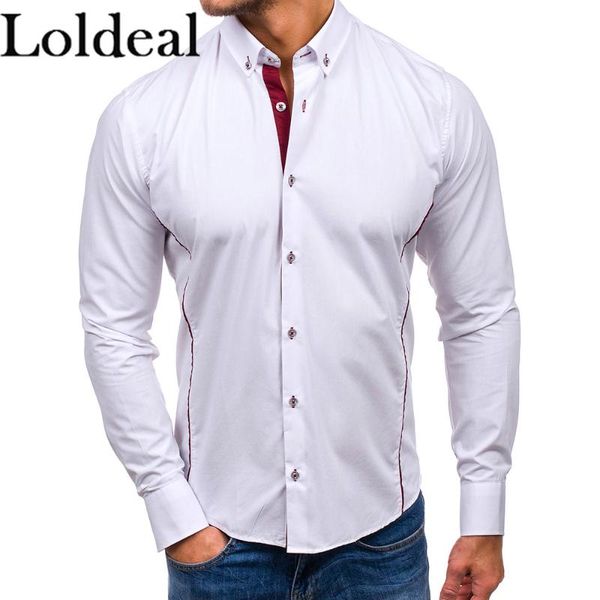 loldeal fashion men shirt slim long-sleeved lapel cotton blend for business and leisure men's casual shirts, White;black
loldeal fashion men shirt slim long-sleeved lapel cotton blend for business and leisure men's casual shirts, White;black
