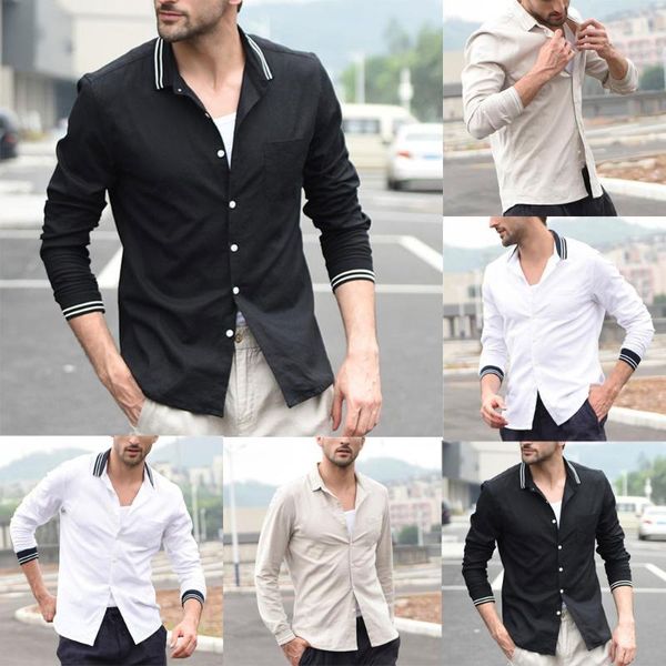 men's casual shirts 2021 shirt retro solid color button cotton linen long sleeve vintage y813, White;black
men's casual shirts 2021 shirt retro solid color button cotton linen long sleeve vintage y813, White;black