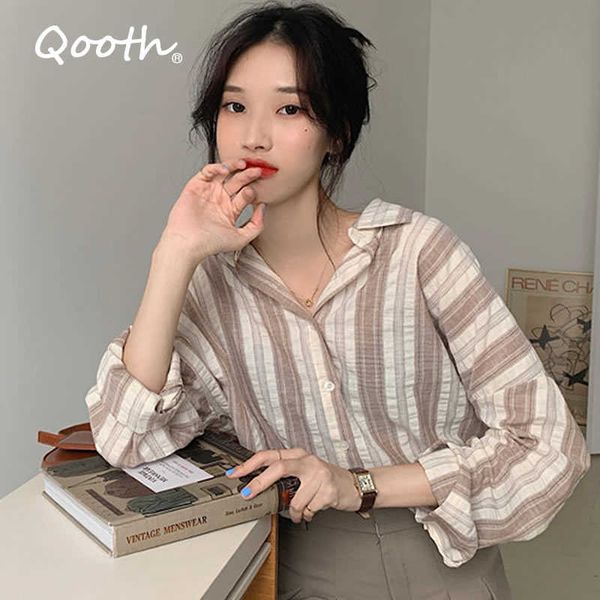 qooth womens loose blouse summer stripe shirt women long sleeve korean woman clothes roupas femininas qt164 210609, White
qooth womens loose blouse summer stripe shirt women long sleeve korean woman clothes roupas femininas qt164 210609, White