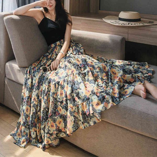 skirts summer sweet bright floral printed boho maxi patchwork flared a-line casual beach chiffon ankle long skirts, Black
skirts summer sweet bright floral printed boho maxi patchwork flared a-line casual beach chiffon ankle long skirts, Black