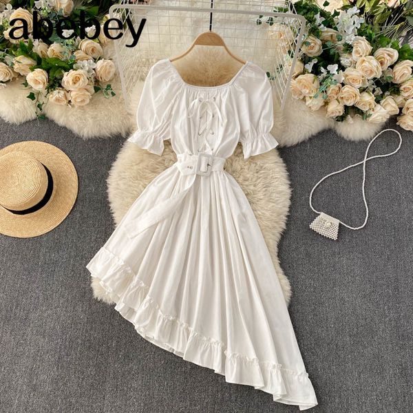 design irregular strap dress women korean square collar puff sleeve summer fashion streetwear short 210512, Black;gray
design irregular strap dress women korean square collar puff sleeve summer fashion streetwear short 210512, Black;gray
