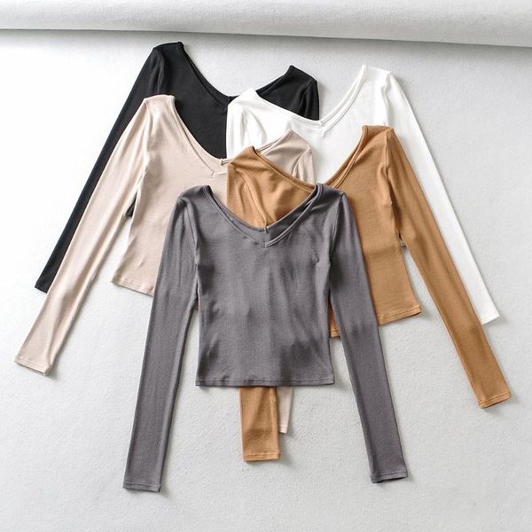 women's t-shirt bradely michelle women arrivals solid colour long sleeves bottoming out knitted skinny crop top, White
women's t-shirt bradely michelle women arrivals solid colour long sleeves bottoming out knitted skinny crop top, White